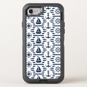 Maritime In Blue Pattern OtterBox Defender iPhone SE/8/7 Case