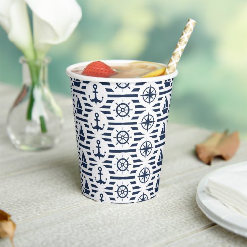 Maritime In Blue Pattern Paper Cups