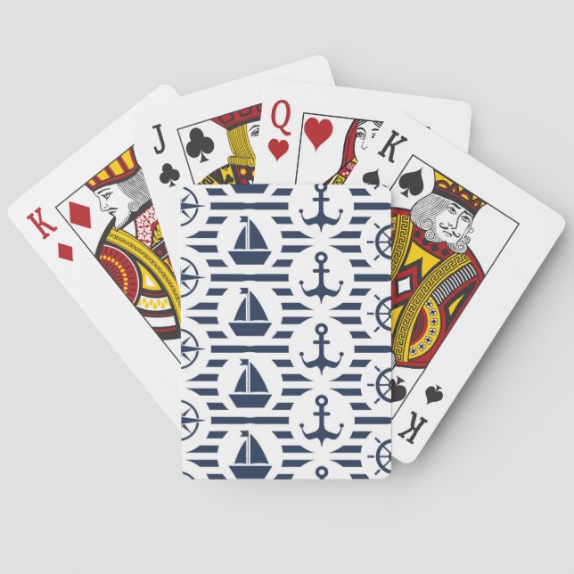 Maritime In Blue Pattern Poker Cards (Back)