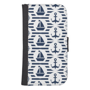 Maritime In Blue Pattern Samsung S4 Wallet Case