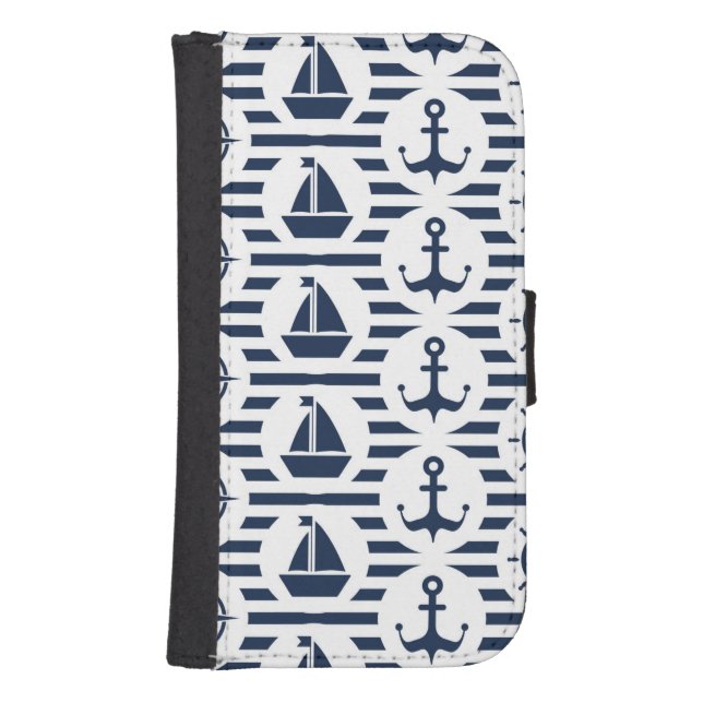 Maritime In Blue Pattern Samsung Galaxy Wallet Case (Front)