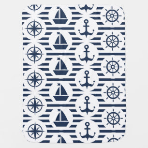 Maritime In Blue Pattern Stroller Blanket