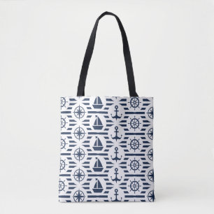 Maritime In Blue Pattern Tote Bag