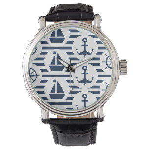 Maritime In Blue Pattern Watch