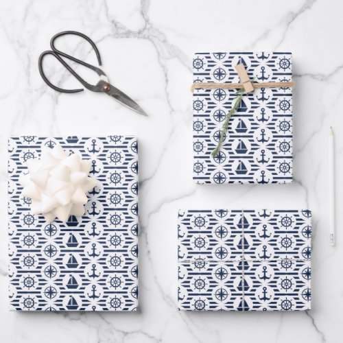 Maritime In Blue Pattern Wrapping Paper Sheets