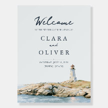 Maritime Lighthouse Coast Wedding Welcome Sign 