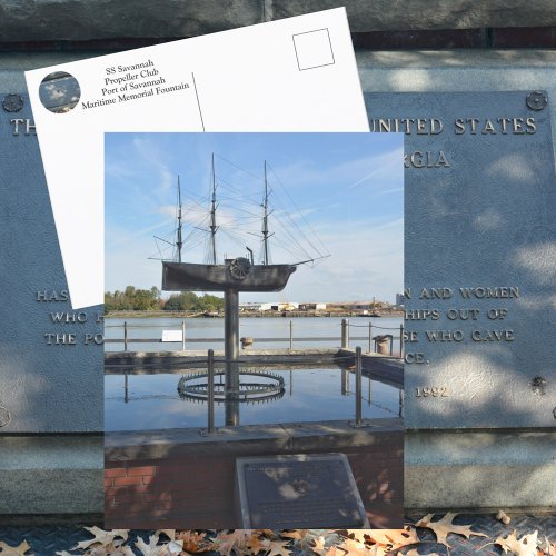 Maritime Memorial SS Savannah GA Photographic Postcard