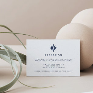 Maritime Nautical Compass Wedding Reception Card
