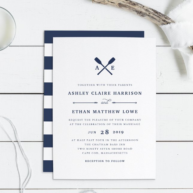 Maritime | Nautical Monogram Wedding Invitation (Creator Uploaded)