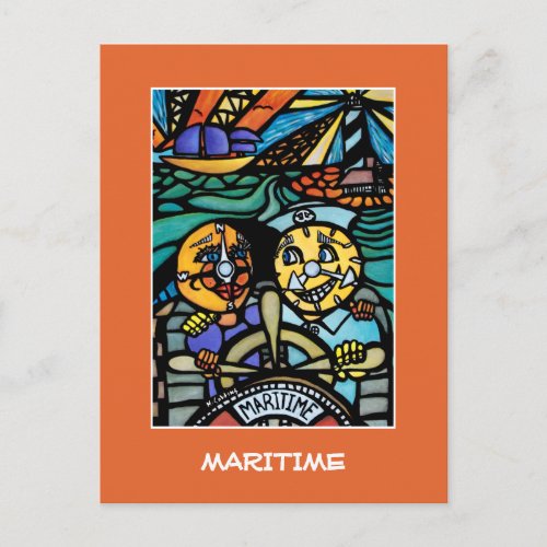 Maritime  On Orange - Time Pieces Postcard