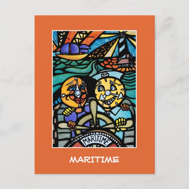 Maritime  On Orange - Time Pieces Postcard (Front)