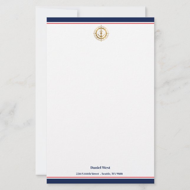 Maritime Print Custom Stationery Paper (Front)
