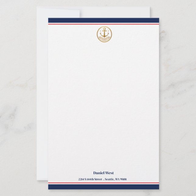 Maritime Print Custom Stationery Paper (Front)