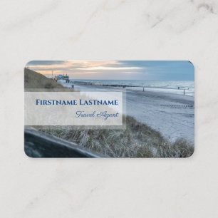 Maritime sand dune beach sunset travel agent style business card