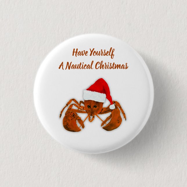 Maritime Santa Lobster Button (Front)