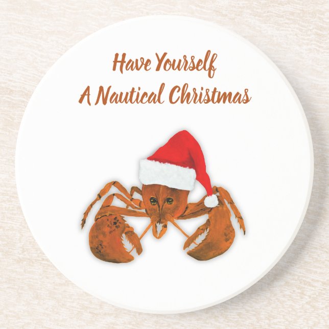Maritime Santa Lobster Coaster (Front)