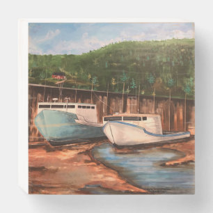 Maritime Scene Low tide Wooden Box Sign