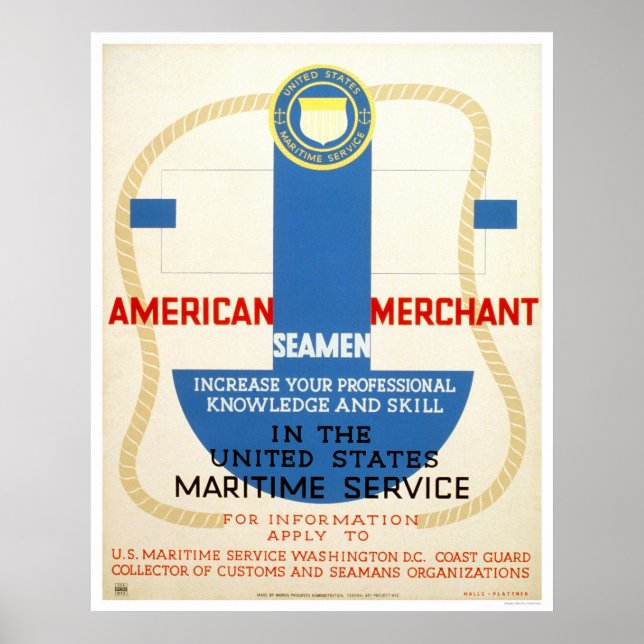 Maritime Service Recruiting Poster - WPA (Front)