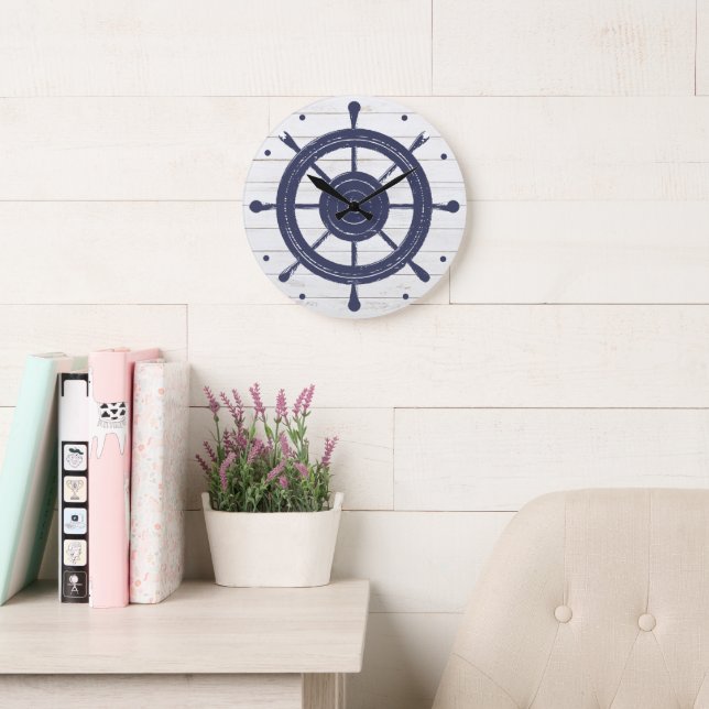 Maritime Ships Wheel Large Clock (Reading Room)