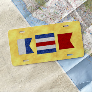 Maritime Signal Flag Monogram Nautical Yellow License Plate