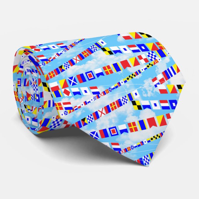 Maritime Signal Flags pattern 5 Sailor Sayings Neck Tie (Rolled)
