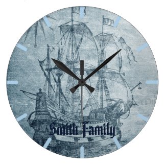 Maritime Tall Ship Custom Large Clock