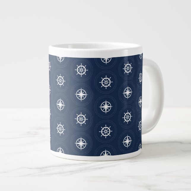 Maritime Tool Pattern Large Coffee Mug (Front Right)