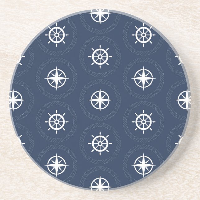 Maritime Tool Pattern Sandstone Coaster (Front)