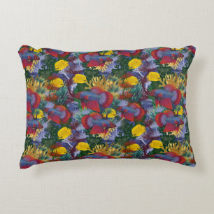 Maritime Undersea Colorful Fish Red Yellow Seaweed Accent Pillow