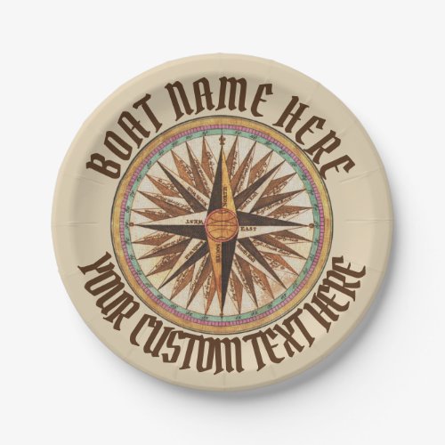 Maritime Vintage Compass Rose Custom 7 Paper Plates