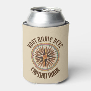 Maritime Vintage Compass Rose Custom Can Cooler