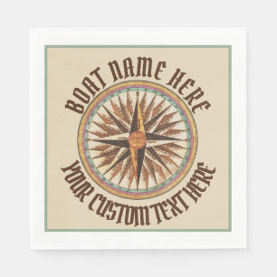 Maritime Vintage Compass Rose Custom Napkins
