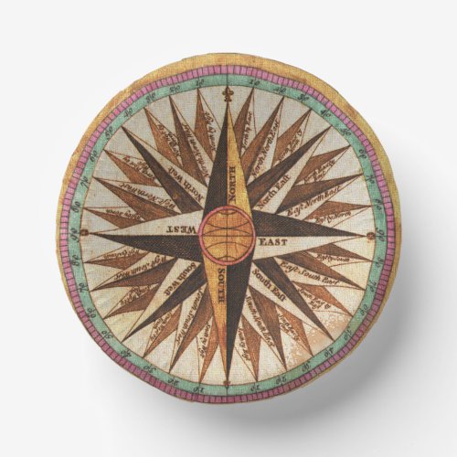 Maritime Vintage Compass Rose Paper Bowls