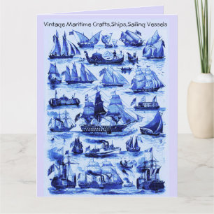 MARITIME,VINTAGE SHIPS,SAILING VESSELS ,Navy Blue Card