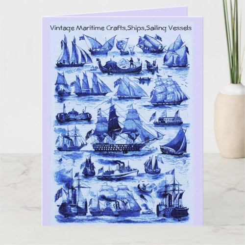 MARITIMEVINTAGE SHIPSSAILING VESSELS Navy Blue Card
