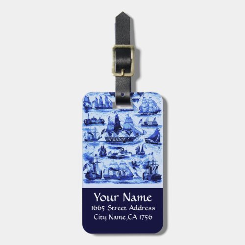 MARITIMEVINTAGE SHIPSSAILING VESSELSNavy Blue Luggage Tag