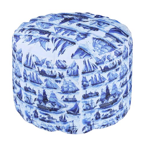 MARITIMEVINTAGE SHIPSSAILING VESSELSNavy Blue Pouf