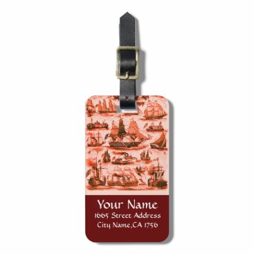 MARITIME,VINTAGE SHIPS,SAILING VESSELS,Red White Luggage Tag MARITIME,VINTAGE SHIPS,SAILING VESSELS,Red White Luggage Tag
