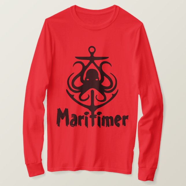 Maritimer Anchor octopus Nautical Lighthouse Route T-Shirt (Design Front)
