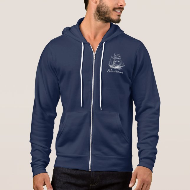 Maritimer nautical sailing ship boat hoodie (Front)