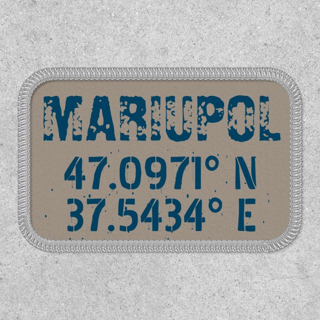 Mariupol  Latitude & Longitude Distressed Iron On Patch (Front)