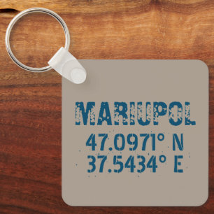 Mariupol Ukraine Latitude & Longitude Distressed  Keychain