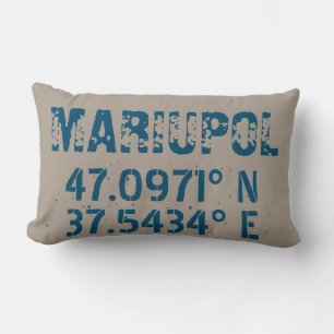 Mariupol Ukraine Latitude & Longitude Distressed Lumbar Pillow