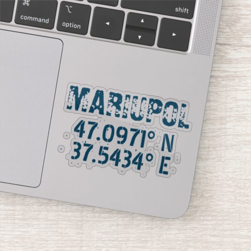 Mariupol Ukraine Latitude  Longitude Distressed  Sticker