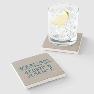 Mariupol Ukraine Latitude & Longitude Distressed Stone Coaster