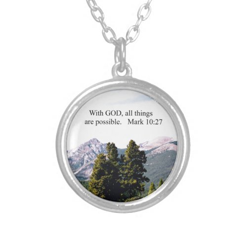 Mark 1027 With God all things are possible Silver Plated Necklace