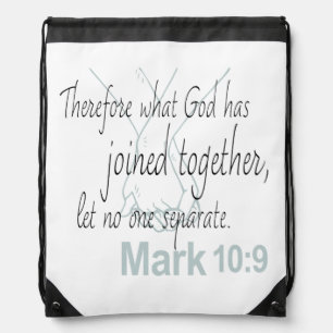 Mark 10:9 Bible Verse Marriage Design Drawstring Bag