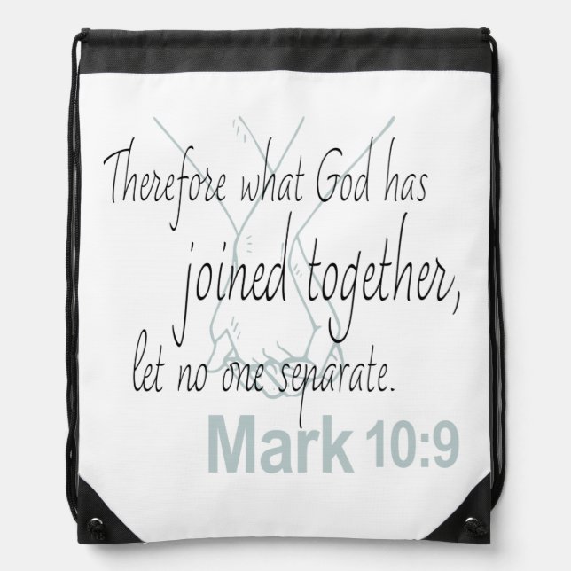 Mark 10:9 Bible Verse Marriage Design Drawstring Bag (Front)