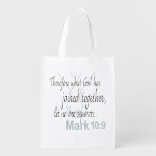 Mark 10:9 Bible Verse Marriage Design Grocery Bag