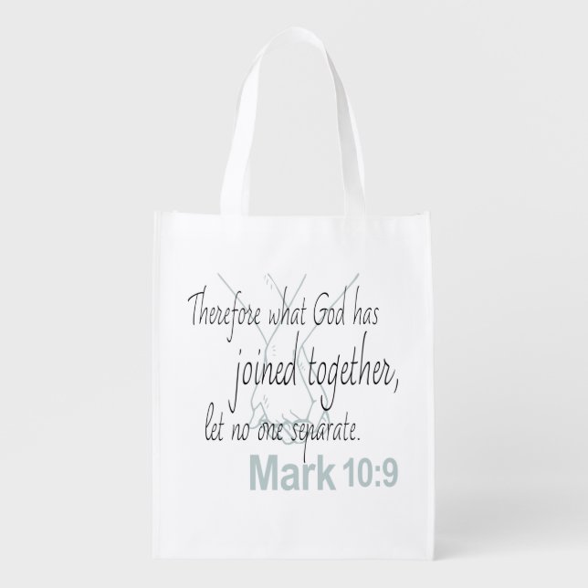 Mark 10:9 Bible Verse Marriage Design Grocery Bag (Front)